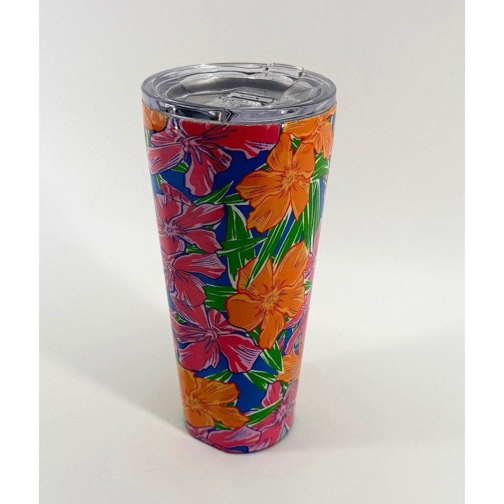 Vineyard Vines x Corkcicle 24oz Insulated Tumbler Tropical Floral Blue Pink - Picture 7 of 8